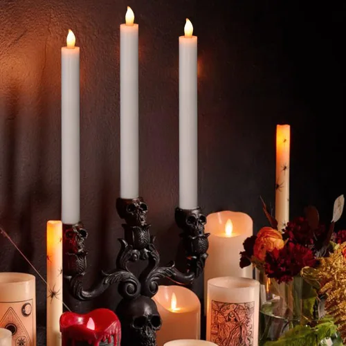 Miniatura 5 de Velas cónicas parpadeantes sin llama rosadas que funcionan con pilas con control remoto de 10 teclas y temporizador, paquete de 6 velas LED de cera