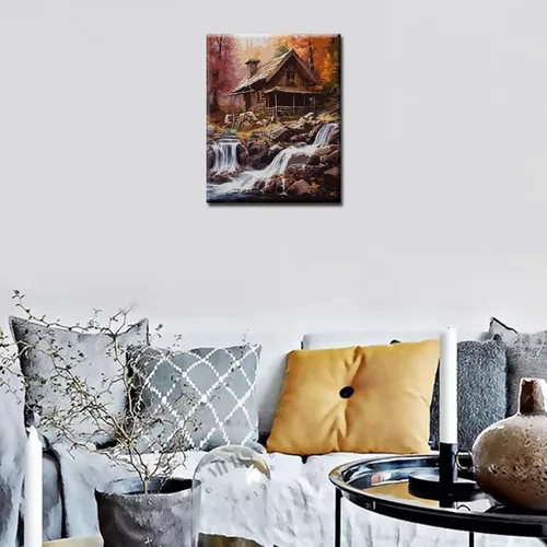 Miniatura 2 de Tucocoo Pintar por números de cabina en otoño, pintura sobre lienzo, pintura con pinceles, pinturas acrílicas, perfecta para pintar por números