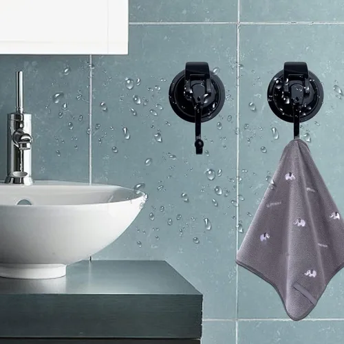 Miniatura 3 de Ganchos de ventosa resistentes para ducha, bata de baño, decoración de guirnaldas, ganchos de vidrio al vacío, reutilizables, sin agujeros Negro