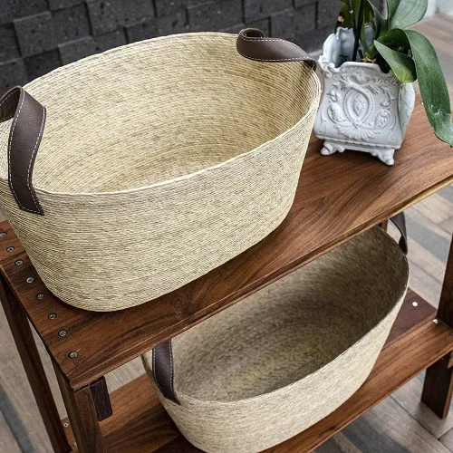 Miniatura 7 de GOMERO - Canasta de palma hecha a mano, ecológica, fabricada con materiales biodegradables, perfecta para usar como decoración, como cesta