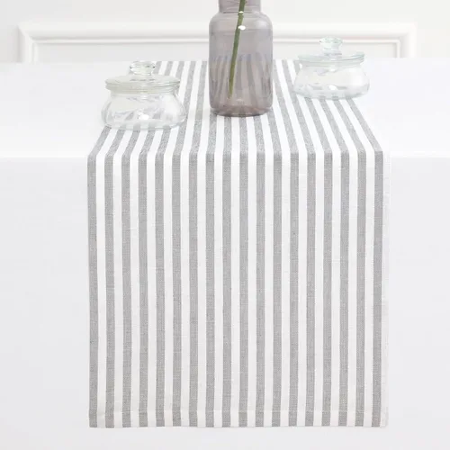 Miniatura 25 de Solino Home Camino de mesa de lino de 36 pulgadas – Amalfi Stripe 100% lino puro, camino de mesa azul marino y blanco, 14 x 36 pulgadas, ideal