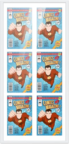 Miniatura 8 de Poster Palooza Marco de cómic con paspartú para 4 cómics de la era actual publicado después de 1985 – Marco de cómic de bronce dorado para cómics