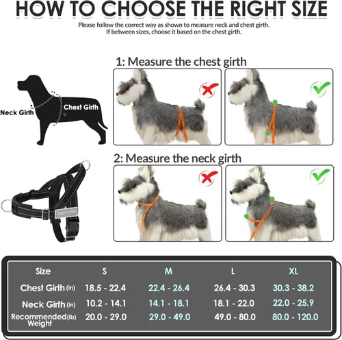 Miniatura 6 de SlowTon Arnés para perro sin tirones, juego de arnés y correa resistente para perros medianos y grandes, arnés táctico reflectante con acolchado
