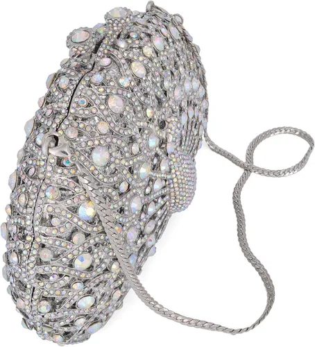Miniatura 3 de Bolso de mano de lujo con diamantes de imitación de pavo real, para novia, boda, fiesta, para mujer