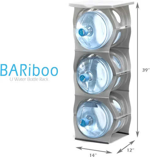 Miniatura 3 de Bariboo Estante apilable para almacenamiento de botellas de agua, organizador de 5 galones, soporte para jarra para organización de cocina, gabinete