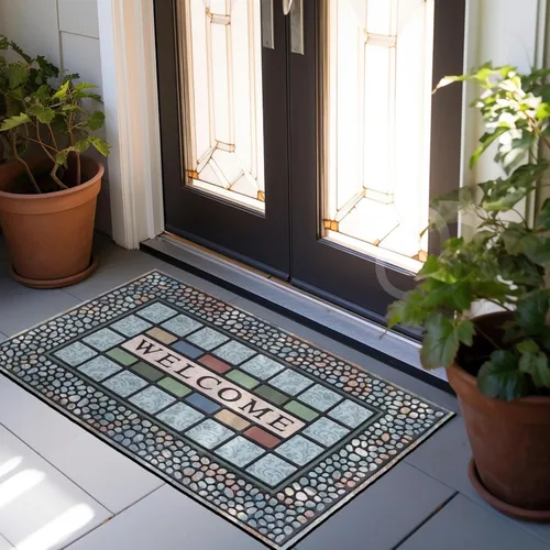 Miniatura 7 de CHICHIC - Alfombra rectangular para puerta de entrada grande de 24 x 36 pulgadas, tapete de entrada para áreas de alto tráfico, alfombras para Azul