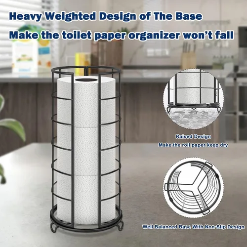 Miniatura 4 de NearMoon Soporte organizador de papel higiénico, almacenamiento de 3 rollos de papel higiénico, accesorio de baño de metal, soporte para rollo