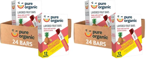 Miniatura 9 de Pure Organic Barras de frutas en capas, sin gluten, aperitivos de frutas veganas, fruta de la pasión de piña (2 cajas, 24 barras)