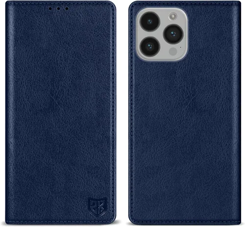 Miniatura 26 de ZZXX Funda tipo cartera para iPhone 14 con bloqueo RFID, soporte de ranura para tarjetas, funda protectora de cuero magnético fuerte plegable