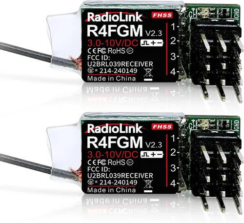 Radiolink Receptores RC 2.4Ghz R4FGM V2.3 2pcs 4 canales Gyro integrado, receptor de tamaño mini para coche a escala 1:28, funciona para control