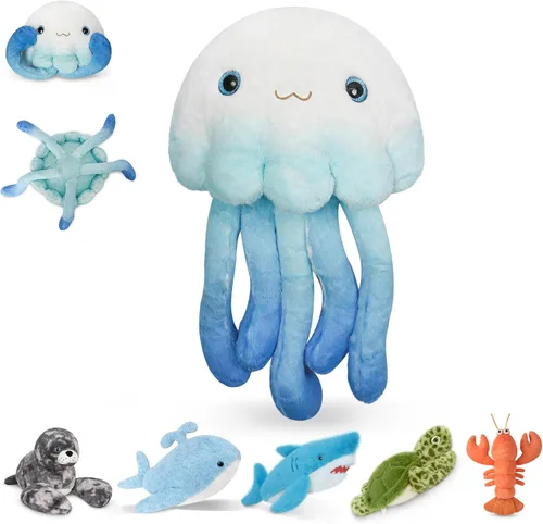Niuniu Daddy 23 pulgadas | 3.3 libras de peluche con peso de medusa para niños y adultos, lindos animales de peluche con peso de medusa, almohada