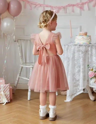 Miniatura 3 de Arshiner Vestido tutú de verano para niñas pequeñas, de tul sin espalda, para fiesta, cumpleaños, vestidos de algodón, 2-6 años