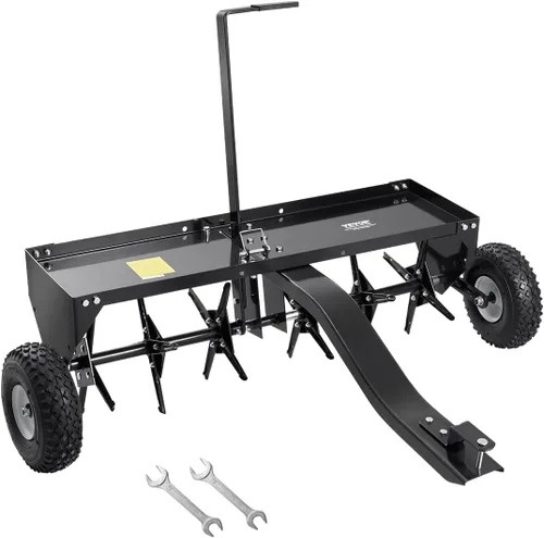 Miniatura 12 de VEVOR Aireador de césped rodante, rodillo aireador manual de 15 pulgadas con 42 picos y mango largo de 60 pulgadas, tambor rellenable para mayor
