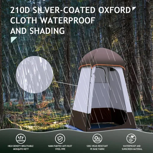 Miniatura 3 de Tienda de campaña para ducha, cambio al aire libre con gancho integrado, capacidad para 20 litros de agua, 63 x 63 x 95 pulgadas, tela Oxford 210D
