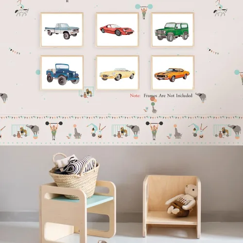 Miniatura 3 de XUOIAYNB Impresiones artísticas clásicas de acuarela para automóvil, diseño retro de auto todoterreno (8 x 10 x 6 unidades, sin marco), obra de arte