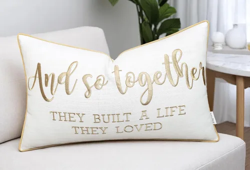 Miniatura 19 de Funda de Cojín Decorativo Romántico para Pareja, Sentimiento de Amor Bordado, Refranes Decorativos, Acento Lumbar - Decoración de Frases Acogedoras