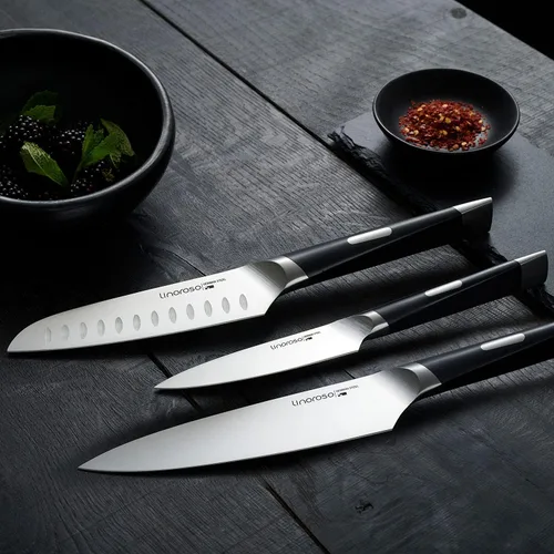 Miniatura 8 de linoroso Cuchillo de chef de cocina ultra afilado, cuchillo de cocina alemán de alto carbono forjado de precisión de 7 pulgadas, cuchillo de corte