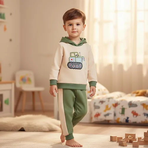 Miniatura 206 de Conjunto de ropa de otoño e invierno para bebé y niño, sudadera larga con capucha y pantalones para niños pequeños, 6, 12, 18, 24 meses, 2T