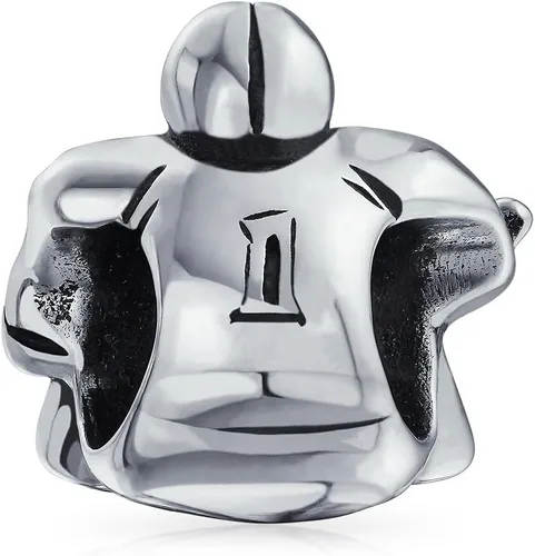 Miniatura 2 de Ice Goalie Sports Team Hockey Player Charm Bead para mujeres adolescentes oxidado plata esterlina .925 compatible con pulsera europea, Metal, No es