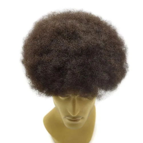 Miniatura 15 de Afro Toupee para hombres negros, unidad de cabello humano brasileño de encaje francés para hombres afroamericanos africanos y negros, sistema
