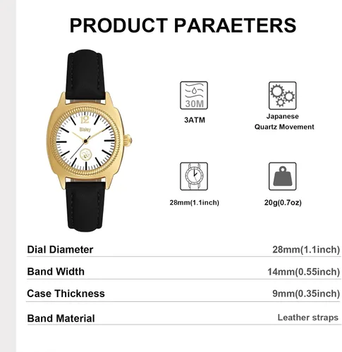 Miniatura 2 de Relojes de pulsera para mujer, correa de cuero, reloj analógico impermeable para mujer
