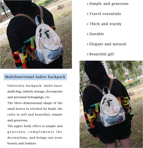 Miniatura 47 de HUANGGUOSHU Mochila de algodón tejida de algodón bohemio con bordado de lona estilo bohemio con múltiples bolsillos retro linda mochila cartera