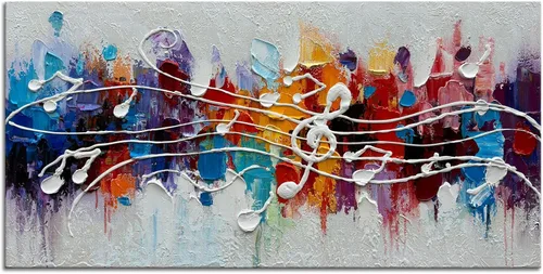 Miniatura 10 de zoinart Arte de pared 3D texturizado pintado a mano, 24 x 48 pulgadas, pinturas al óleo coloridas abstractas, arte de pared grande para decoración