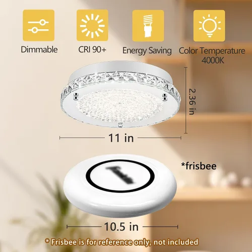 Miniatura 2 de Lámpara de techo de montaje empotrado, luces de techo cromadas de cristal para cocina, lámpara LED de dormitorio de 8.3 pulgadas para baño, pasillo