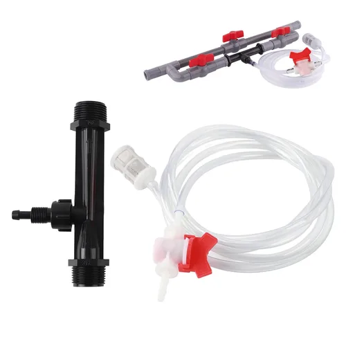 Kit mezclador Venturi de inyector de fertilizante, kit de inyector de fertilizante Venturi de riego de rosca G3/4 con tubo y filtro de 6.56 pies,