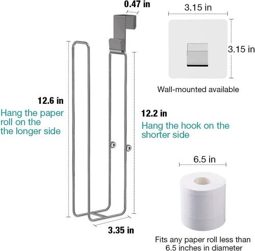 Miniatura 38 de Conworld Soporte de pared para almacenamiento de papel higiénico, dispensador portarrollos de papel higiénico sobre el tanque de reserva