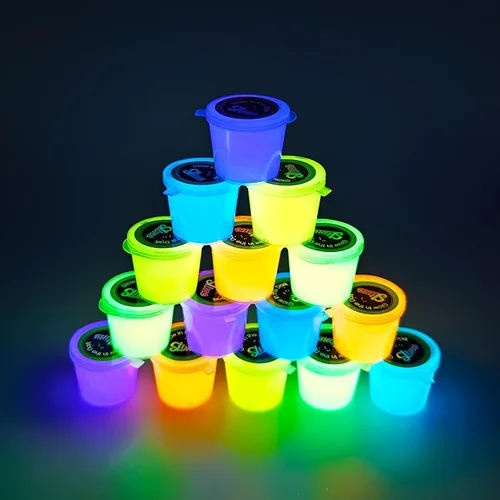 Miniatura 6 de Paquete de 15 limos que brillan en la oscuridad, limo de galaxia de cristal, incluyendo azul, rosa, amarillo, naranja, etc., recuerdos de fiesta