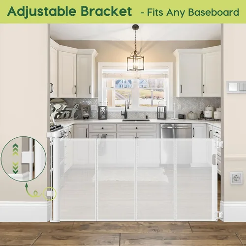 Miniatura 8 de Puertas de bebé retráctiles reforzadas de 55" de ancho para puertas para prevenir que se arrastre, puerta retráctil para exteriores, puertas