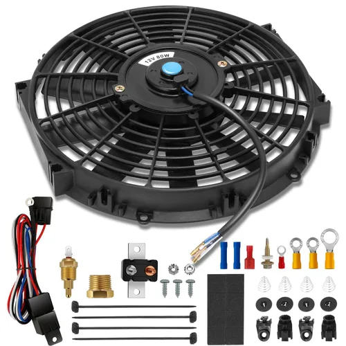 Miniatura 16 de Auto Dynasty Ventilador de radiador eléctrico, conjunto universal de ventilador de refrigeración de radiador de 7 pulgadas con kit de relé de Negro