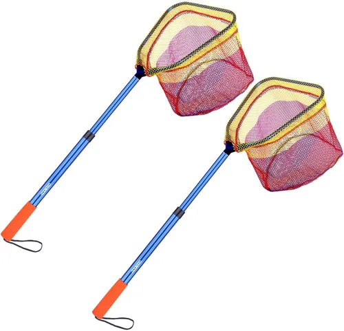 Miniatura 11 de Red de pesca para niños: red telescópica de cebo, minnow y mariposa con profundidad de 11.4 pulgadas, mango que se extiende hasta 30 pulgadas