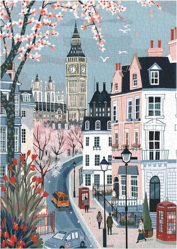London Spring Puzzles para adultos 1000 piezas, rompecabezas de paisaje urbano europeo, rompecabezas romántico de escena de viaje