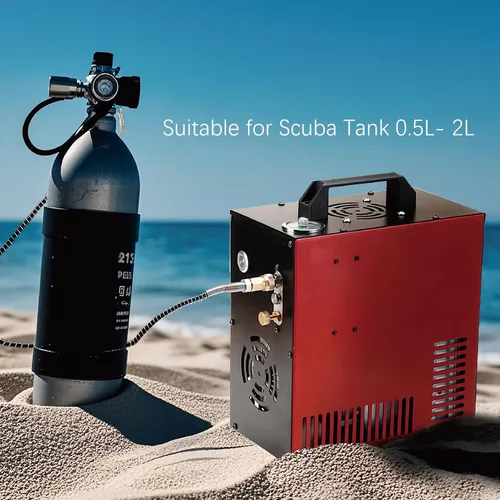 Miniatura 8 de Thunder - Compresor de aire PCP de 4500 psi, recarga de hasta 1.6 L, llenado rápido para pistolas de aire o tanque de paintball, apagado automático