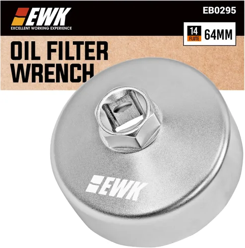 EWK Llave de filtro de aceite de 64 mm 14 canales, herramienta de extracción de acero forjado para Toyota, Lexus, Honda, diseño sin muescas,