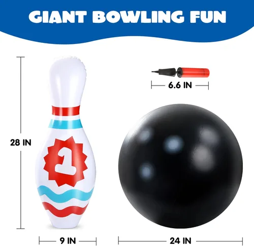 Miniatura 7 de JOYIN Juego de bolos inflables gigantes para niños y adultos, juegos para fiestas de Navidad y cumpleaños, juguetes educativos para desarrollar