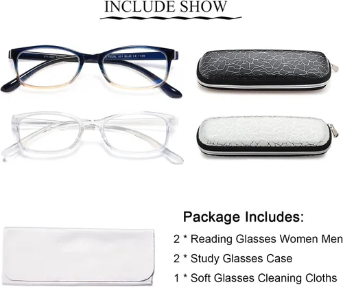 Miniatura 8 de EYEURL Lentes de lectura con bloqueo de luz azul, 0.00 lectores de computadora para mujeres y hombres, marco rectangular ligero TR90 antifatiga