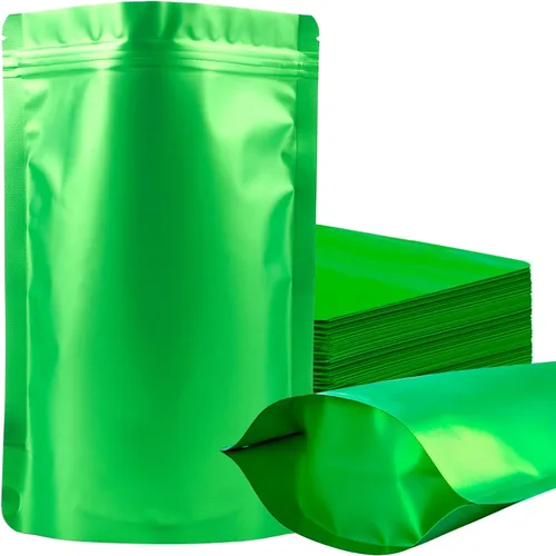 Miniatura 9 de 100 paquetes de bolsas de mylar a prueba de olores resellables, bolsas de pie negras con sello de aluminio para embalaje, 3.9×5.9 pulgadas