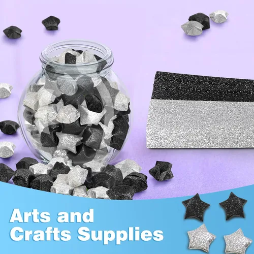 Miniatura 5 de FoDau770 Tiras de papel de estrella con purpurina, 360 hojas de papel de estrella de origami para manualidades, regalo, proyecto de bricolaje, serie