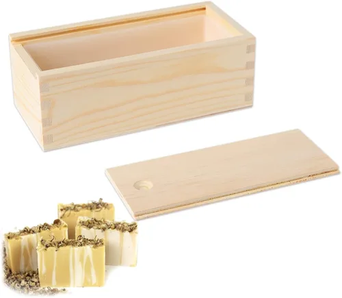 Miniatura 3 de Nicole - Moldes de jabón grandes rectangulares de silicona para moldes de 18 barras con caja de madera y tapa, herramientas para hacer jabón hecho a