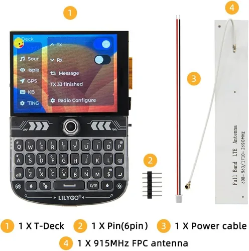 Miniatura 6 de LILYGO T-Deck ESP32-S3 LoRa BLE WiFi TTGO Módulo LoRaWAN de Largo Alcance Placa de Desarrollo (Firmware LILYGO Negro)