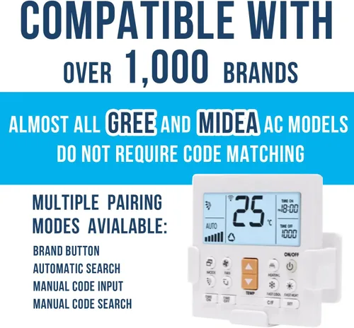 Miniatura 5 de HQRP Mando a distancia universal para aire acondicionado: Ventana AC, Split AC, Mini Split AC etc. Compatible con Gree Midea Fujitsu Mitsubishi Lg