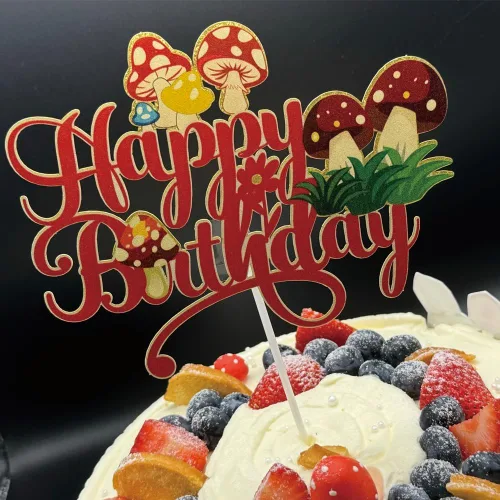 Miniatura 5 de PayPie Decoración de pastel de cumpleaños con purpurina roja, suministros de fiesta de cumpleaños para niños y niñas