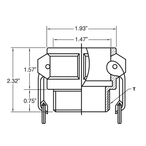 Miniatura 2 de Gloxco Aluminio tipo B leva y ranura de montaje, 1" Camlock hembra x 1" macho NPT (CAM-10-B-AL)