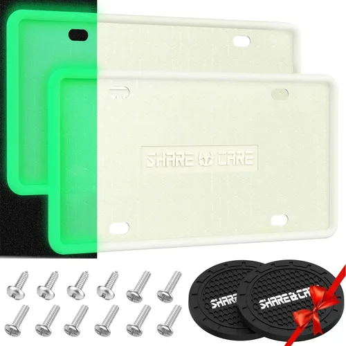 Miniatura 23 de QiqaMole Paquete de 2 marcos de silicona para matrícula, cubierta delantera y trasera, soporte para placa de matrícula a prueba de óxido, a prueba