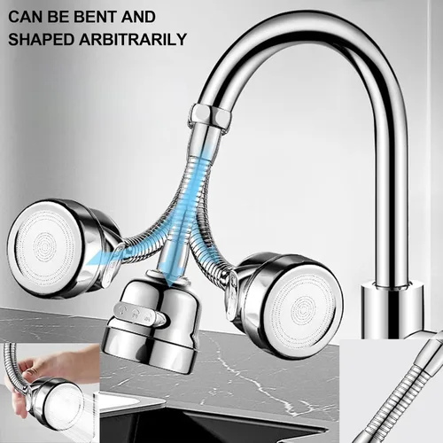 Miniatura 2 de Accesorio de rociador de llave, cabezal de llave de cocina de repuesto giratorio de 360° extensor de llave de 3 velocidades con adaptador universal