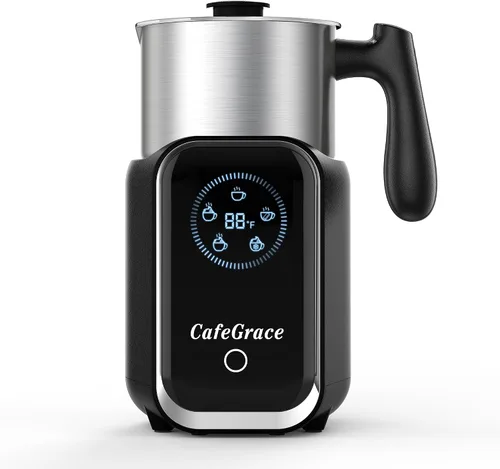 Espumador de leche y vaporizador 5 en 1, espumador de leche dividido de 21 onzas, espumador de leche eléctrico automático extraíble, apto para