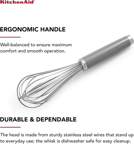 Miniatura 3 de KitchenAid Batidor clásico utilitario, 10.5 pulgadas, color gris
